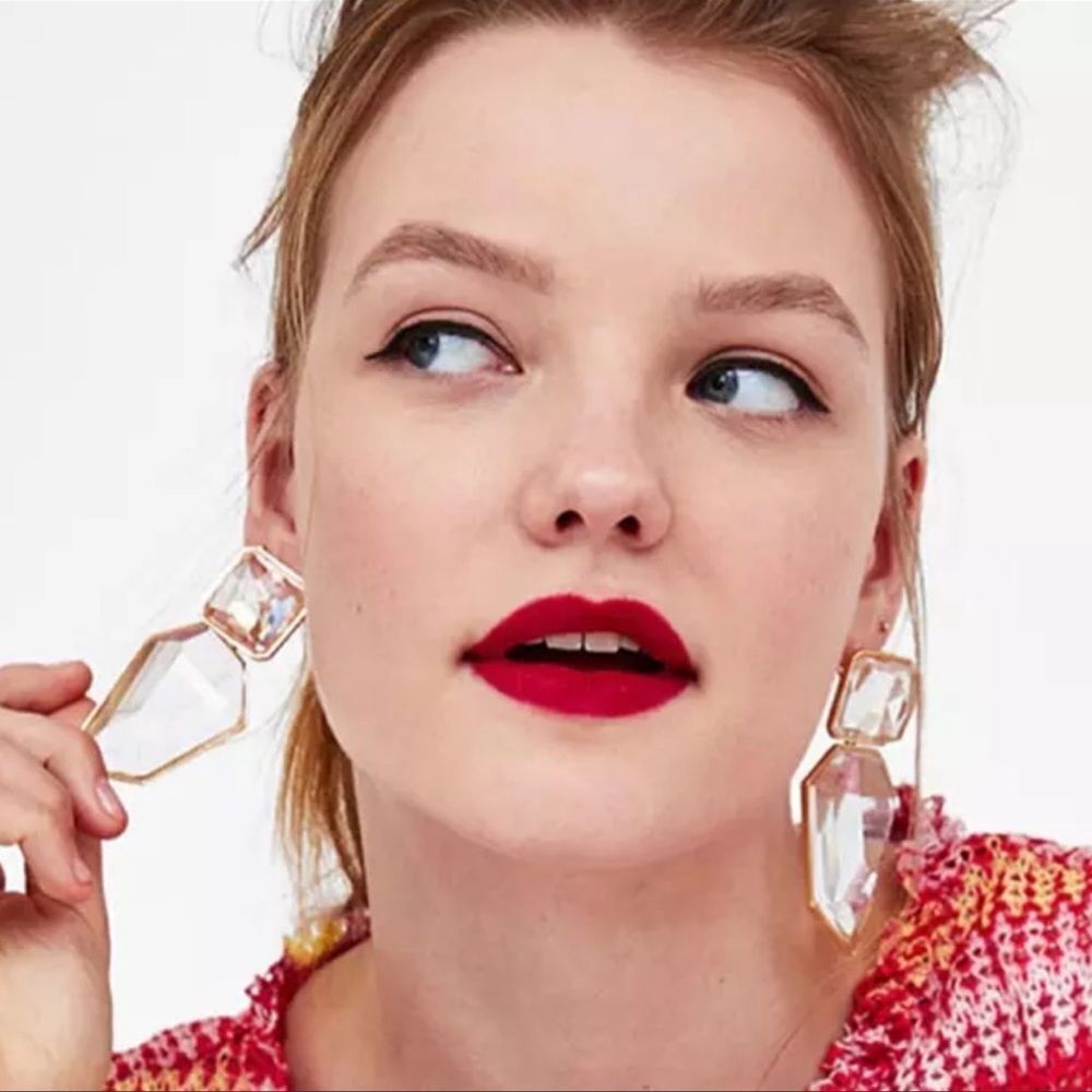 NEW Zara Geometric Crystal Earrings